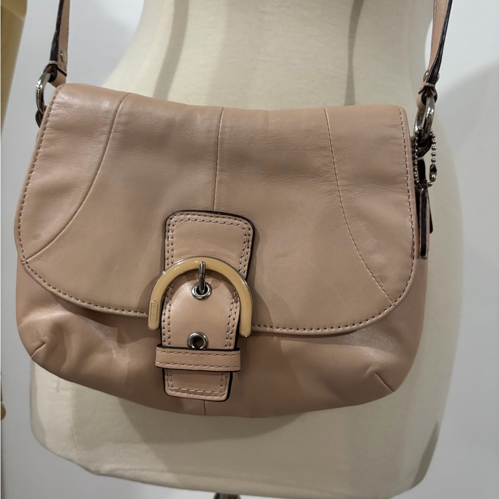 COACH Soho Shell Pearlescent Leather Flap Small Crossbody Purse Bag